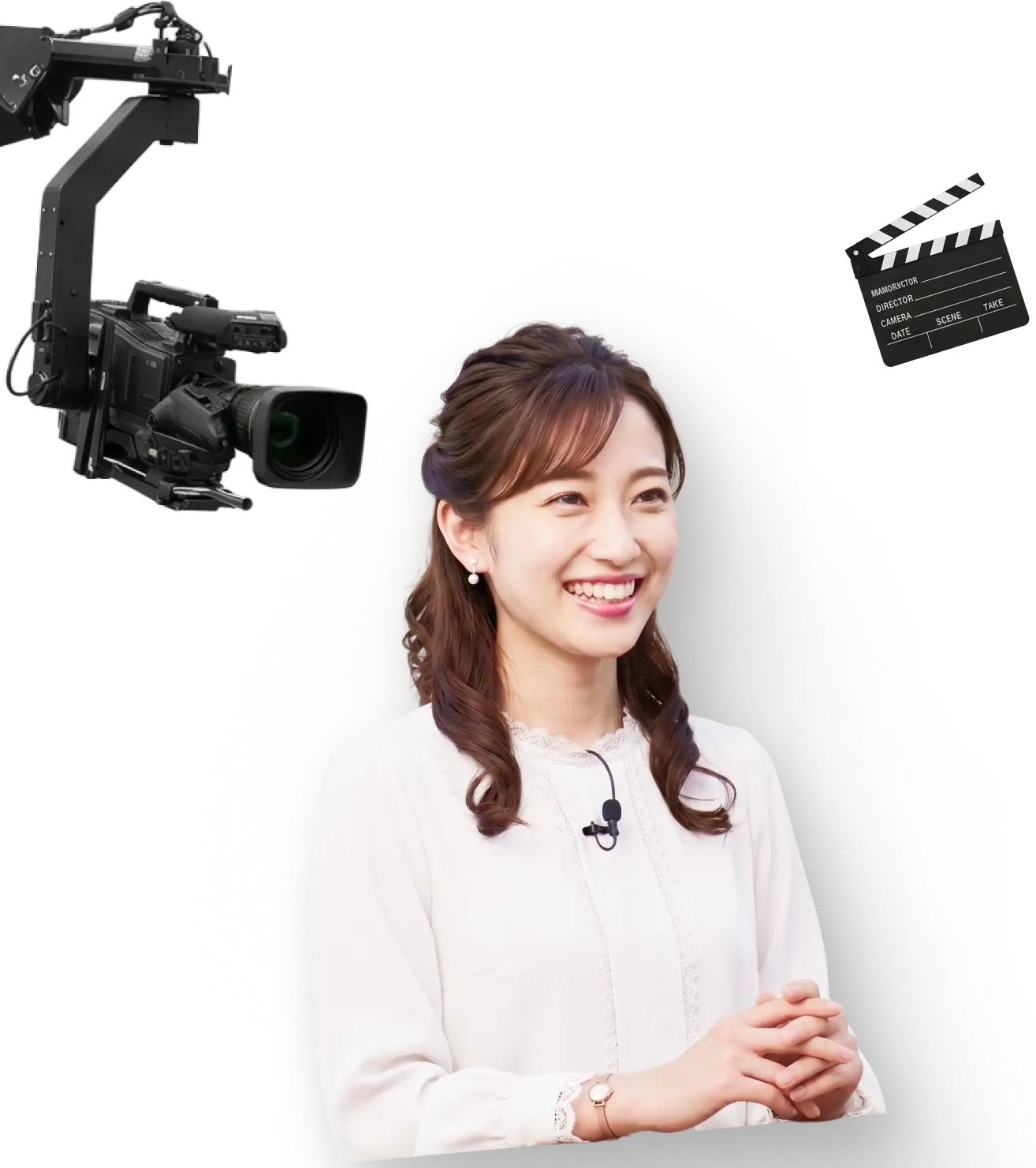 採用番組の出演者と撮影用カメラ